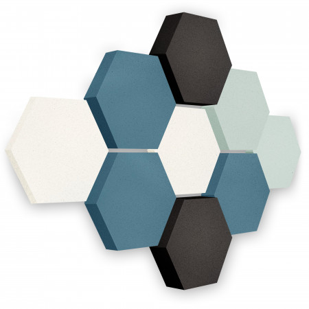 Edition LOFT Honeycomb - 9 Absorber aus Basotect ® - Farbe: Snow + Maritim + Anthracite + Aqua