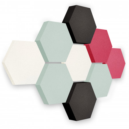 Edition LOFT Honeycomb - 9 absorbers made of Basotect ® - Colour: Snow + Aqua + Anthracite + Magenta