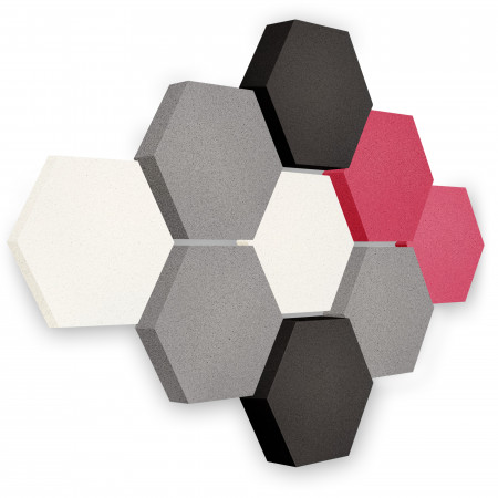 Edition LOFT Honeycomb - 9 absorbers made of Basotect ® - Colour: Snow + Platinum + Anthracite + Magenta