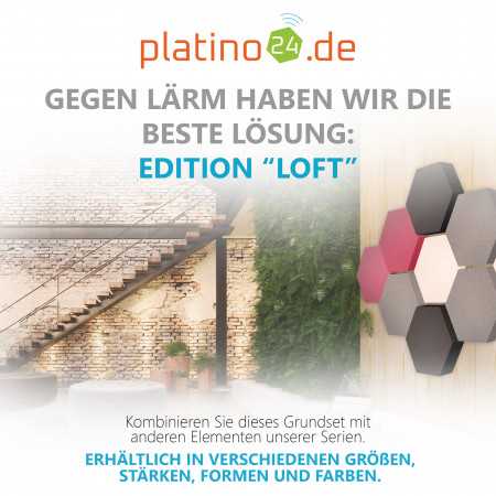 Edition LOFT Honeycomb - 9 Absorber aus Basotect ® - Farbe: Snow + Platinum + Anthracite + Magenta