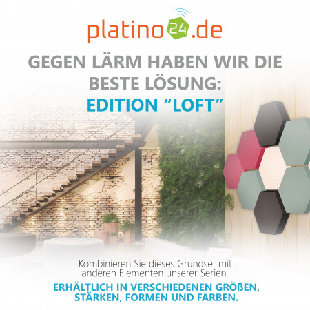 Edition LOFT Honeycomb - 9 Absorber aus Basotect ® - Farbe: Snow + Ocean + Anthracite + Magenta