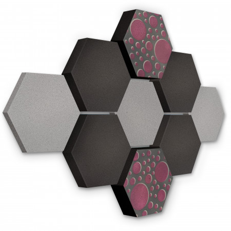 Edition LOFT Honeycomb - 9 absorbers made of Basotect ® - Colour: Platinum + Anthracite + Blackberry