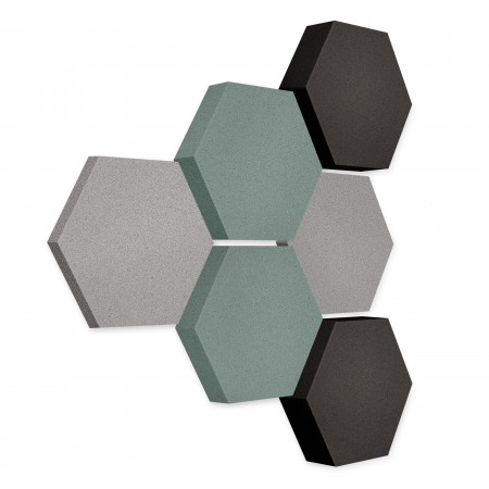 Edition LOFT Honeycomb - 6 absorbers made of Basotect ® - Colour: Platinum + Denim + Anthracite