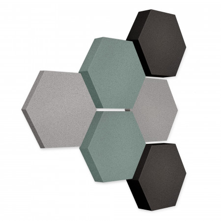 Edition LOFT Honeycomb - 6 Absorber aus Basotect ® - Farbe: Platinum + Denim + Anthracite