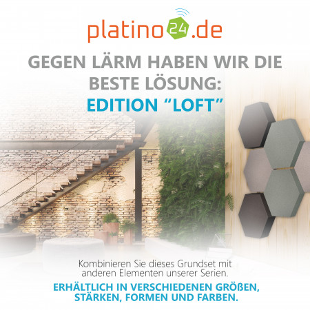 Edition LOFT Honeycomb - 6 Absorber aus Basotect ® - Farbe: Platinum + Denim + Anthracite