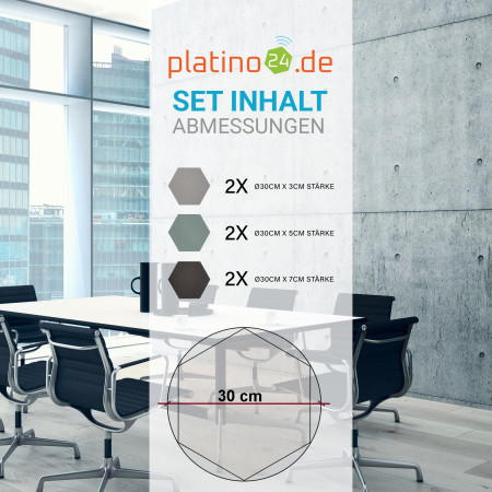 Edition LOFT Honeycomb - 6 Absorber aus Basotect ® - Farbe: Platinum + Denim + Anthracite