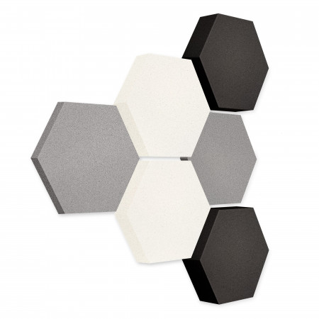 Edition LOFT Honeycomb - 6 absorbers made of Basotect ® - Colour: Platinum + Snow + Anthracite