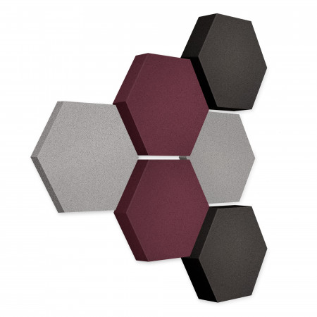 Edition LOFT Honeycomb - 6 absorbers made of Basotect ® - Colour: Platinum +Blackberry + Anthracite