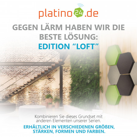 Edition LOFT Honeycomb - 6 Absorber aus Basotect ® - Farbe: Concrete + Anthracite + Lime