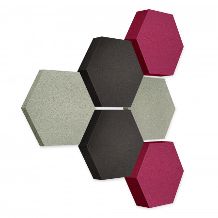 Edition LOFT Honeycomb - 6 Absorber aus Basotect ® - Farbe: Concrete + Anthracite + Crimson