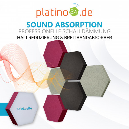 Edition LOFT Honeycomb - 6 Absorber aus Basotect ® - Farbe: Concrete + Anthracite + Crimson