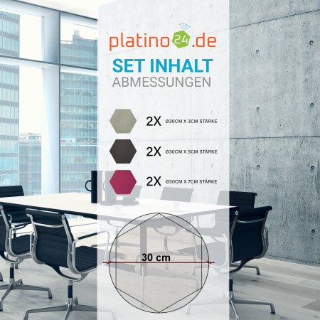 Edition LOFT Honeycomb - 6 Absorber aus Basotect ® - Farbe: Concrete + Anthracite + Crimson