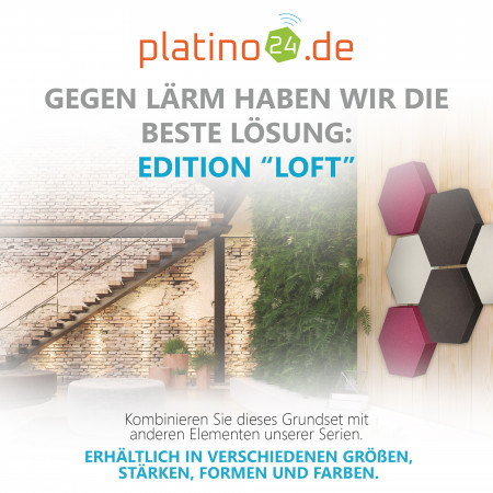 Edition LOFT Honeycomb - 6 Absorber aus Basotect ® - Farbe: Aqua + Anthracite + Crimson