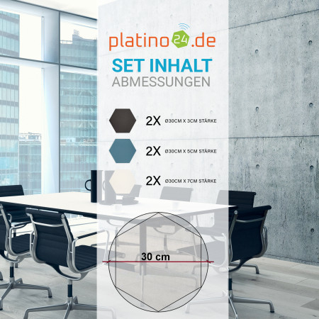 Edition LOFT Honeycomb - 6 Absorber aus Basotect ® - Farbe: Aqua + Anthracite + Scandic