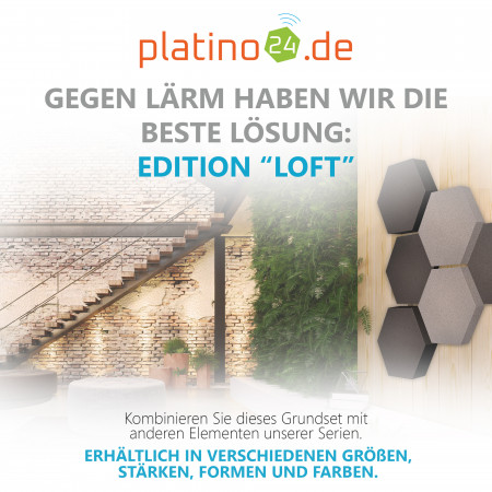 Edition LOFT Honeycomb - 6 Absorber aus Basotect ® - Farbe: Anthracite + Platinum + Anthracite