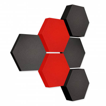 Edition LOFT Honeycomb - 6 absorbers made of Basotect ® - Colour: Anthracite + Red Pepper + Anthracite