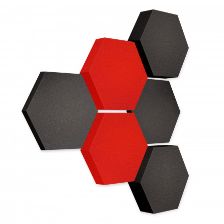 Edition LOFT Honeycomb - 6 Absorber aus Basotect ® - Farbe: Anthracite + Red Pepper + Anthracite