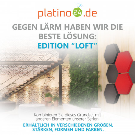 Edition LOFT Honeycomb - 6 Absorber aus Basotect ® - Farbe: Anthracite + Red Pepper + Anthracite
