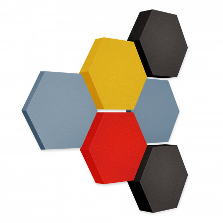 Edition LOFT Honeycomb - 6 Absorber aus Basotect ® - Farbe: Scandic + Red Pepper + Bibo + Anthracite