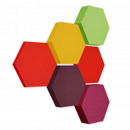 Edition LOFT Honeycomb - 6 Absorber aus Basotect ® - Farbe: Red Pepper + Blackberry + Bibo + Lime + Crimson