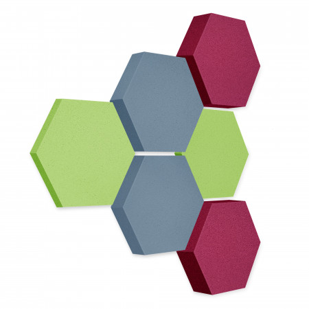 Edition LOFT Honeycomb - 6 absorbers made of Basotect ® - Colour: Lime + Scandic + Crimson