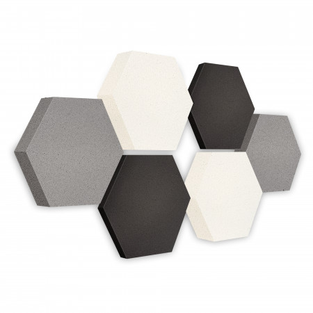 Edition LOFT Honeycomb - 6 Absorber aus Basotect ® - Farbe: Anthracite + Platinum + Snow