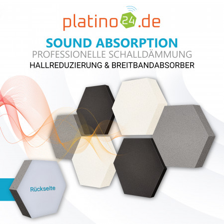 Edition LOFT Honeycomb - 6 Absorber aus Basotect ® - Farbe: Anthracite + Platinum + Snow