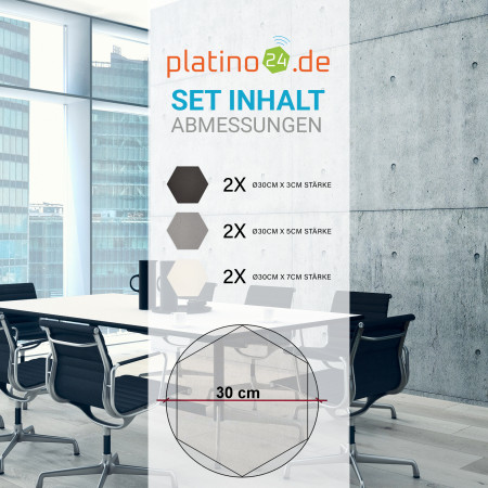 Edition LOFT Honeycomb - 6 Absorber aus Basotect ® - Farbe: Anthracite + Platinum + Snow