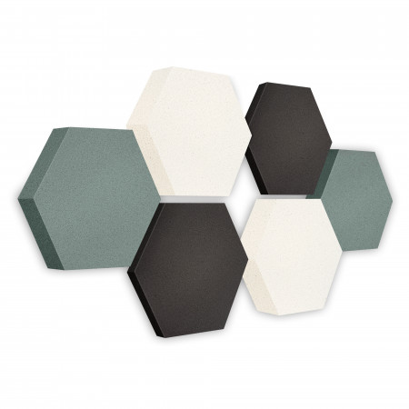 Edition LOFT Honeycomb - 6 Absorber aus Basotect ® - Farbe: Anthracite + Denim + Snow