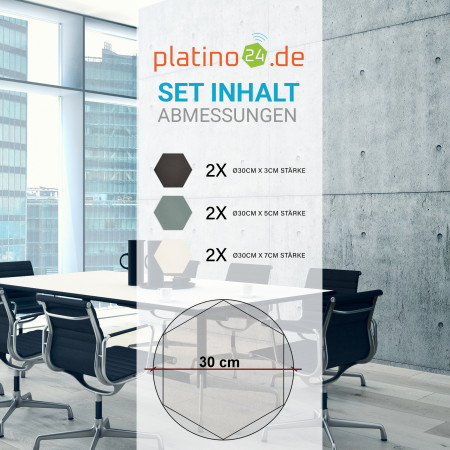 Edition LOFT Honeycomb - 6 Absorber aus Basotect ® - Farbe: Anthracite + Denim + Snow