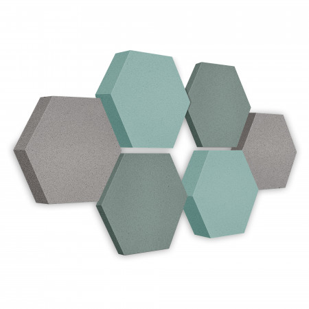 Edition LOFT Honeycomb - 6 Absorber aus Basotect ® - Farbe: Denim + Platinum + Ocean