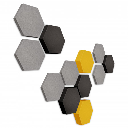 Edition LOFT Honeycomb - 12 Absorber aus Basotect ® - Farbe: Platinum + Anthracite + Bibo