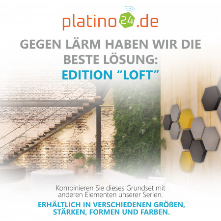 Edition LOFT Honeycomb - 12 Absorber aus Basotect ® - Farbe: Platinum + Anthracite + Bibo