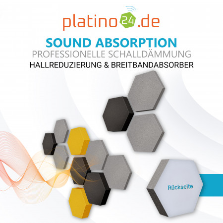 Edition LOFT Honeycomb - 12 Absorber aus Basotect ® - Farbe: Platinum + Anthracite + Bibo