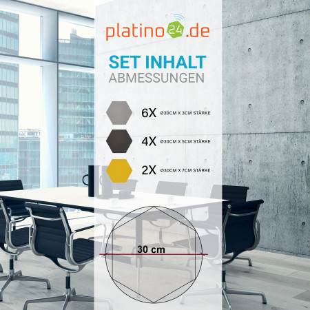 Edition LOFT Honeycomb - 12 Absorber aus Basotect ® - Farbe: Platinum + Anthracite + Bibo