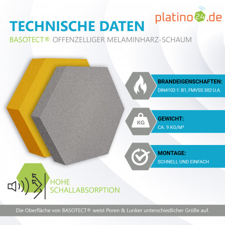 Edition LOFT Honeycomb - 12 Absorber aus Basotect ® - Farbe: Platinum + Anthracite + Bibo
