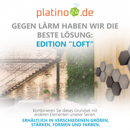 Edition LOFT Honeycomb - 12 Absorber aus Basotect ® - Farbe: Platinum + Anthracite + Concrete