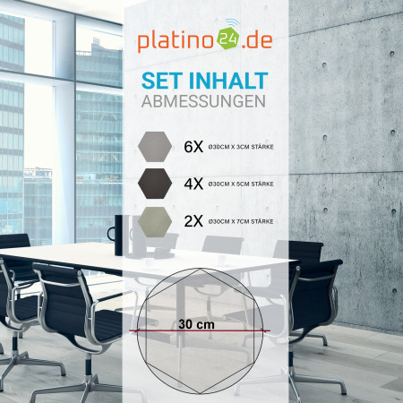 Edition LOFT Honeycomb - 12 Absorber aus Basotect ® - Farbe: Platinum + Anthracite + Concrete