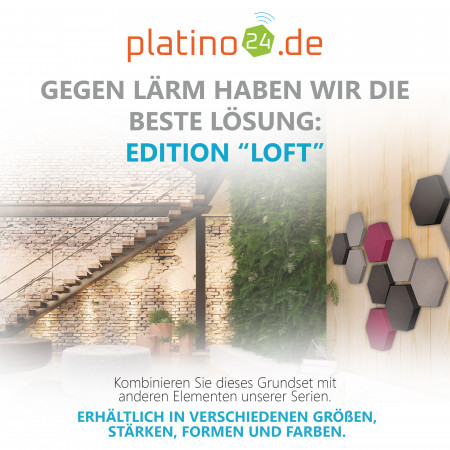 Edition LOFT Honeycomb - 12 Absorber aus Basotect ® - Farbe: Platinum + Anthracite + Crimson