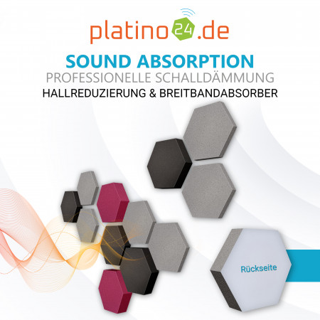 Edition LOFT Honeycomb - 12 Absorber aus Basotect ® - Farbe: Platinum + Anthracite + Crimson