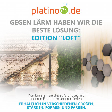 Edition LOFT Honeycomb - 12 Absorber aus Basotect ® - Farbe: Platinum + Anthracite + Denim