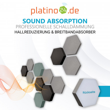 Edition LOFT Honeycomb - 12 Absorber aus Basotect ® - Farbe: Platinum + Anthracite + Denim