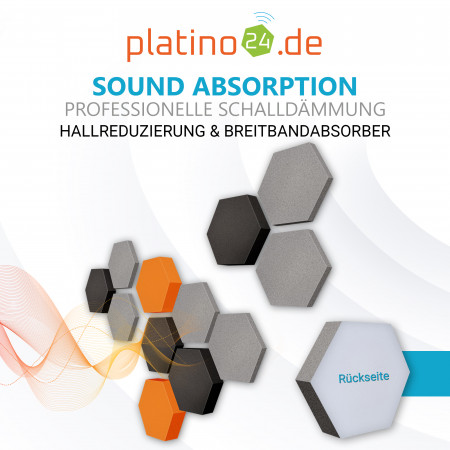 Edition LOFT Honeycomb - 12 Absorber aus Basotect ® - Farbe: Platinum + Anthracite + Juice