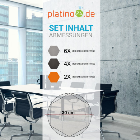 Edition LOFT Honeycomb - 12 Absorber aus Basotect ® - Farbe: Platinum + Anthracite + Juice