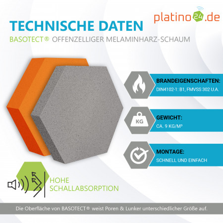 Edition LOFT Honeycomb - 12 Absorber aus Basotect ® - Farbe: Platinum + Anthracite + Juice