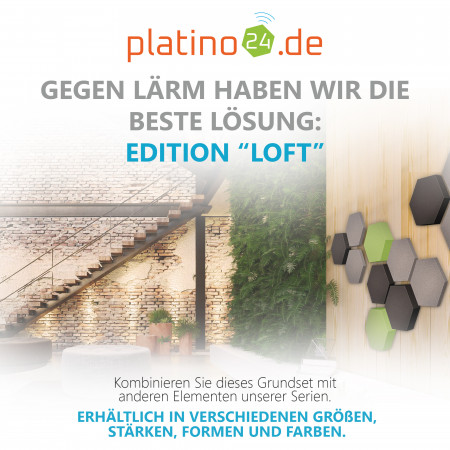 Edition LOFT Honeycomb - 12 Absorber aus Basotect ® - Farbe: Platinum + Anthracite + Lime