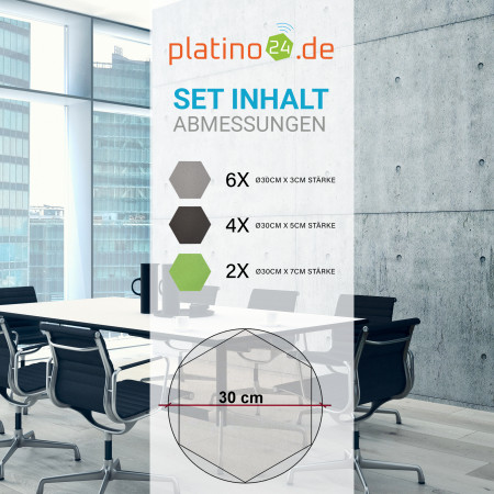 Edition LOFT Honeycomb - 12 Absorber aus Basotect ® - Farbe: Platinum + Anthracite + Lime