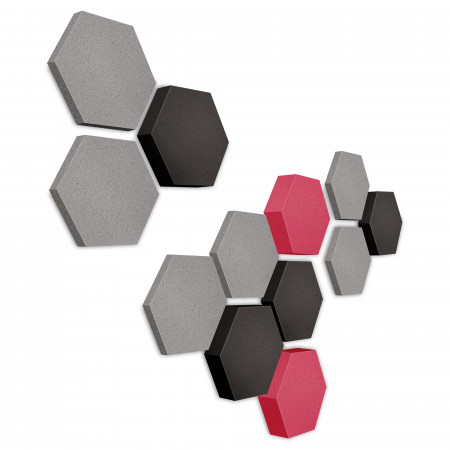 Edition LOFT Honeycomb - 12 Absorber aus Basotect ® - Farbe: Platinum + Anthracite + Magenta