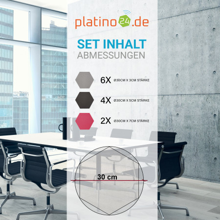 Edition LOFT Honeycomb - 12 Absorber aus Basotect ® - Farbe: Platinum + Anthracite + Magenta