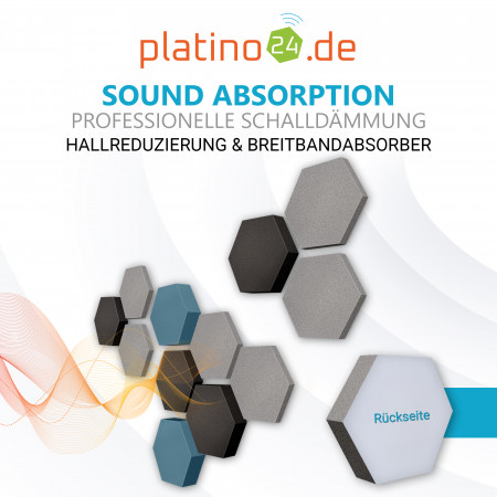 Edition LOFT Honeycomb - 12 Absorber aus Basotect ® - Farbe: Platinum + Anthracite + Maritim